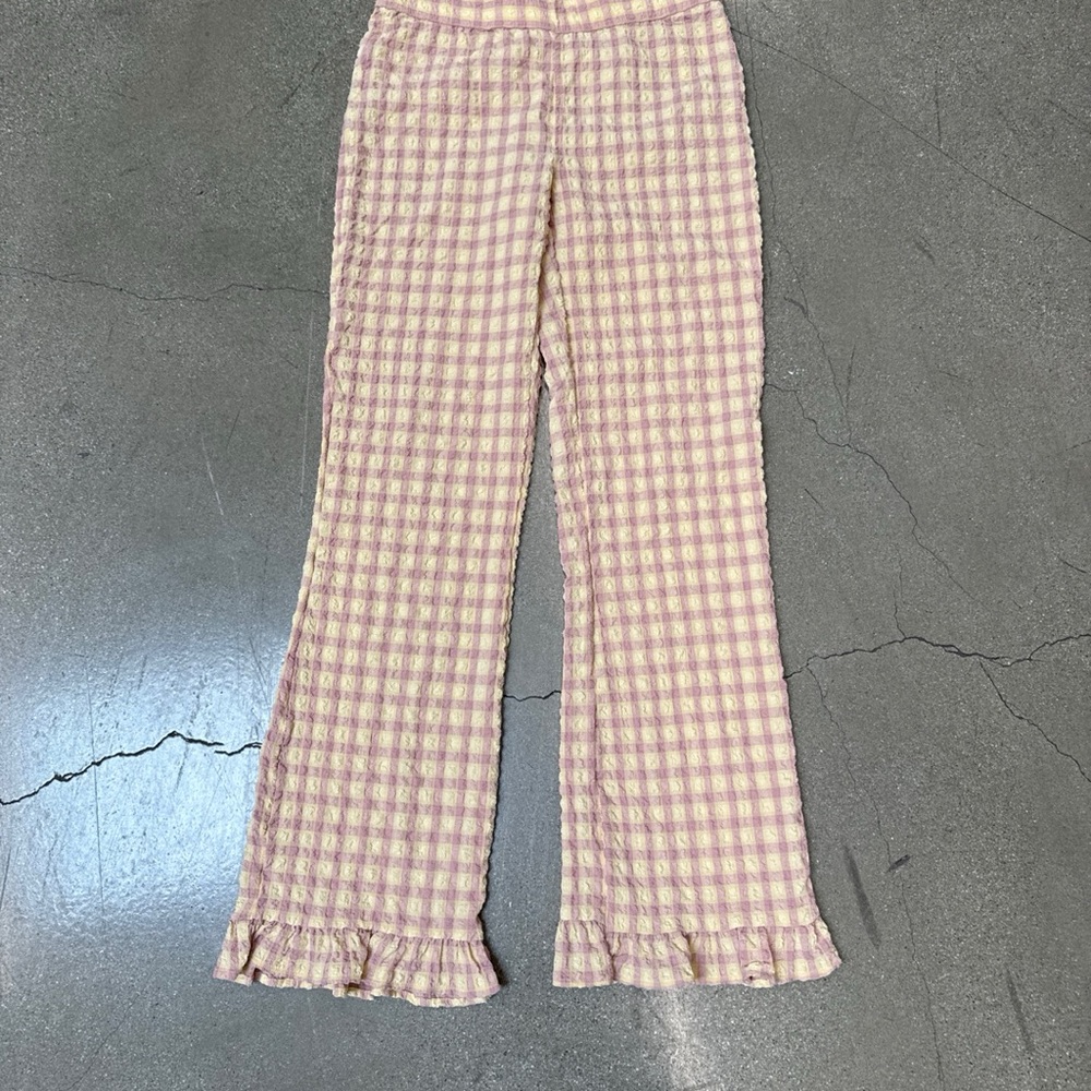 Free People Peach and Yellow Gingham Pants
